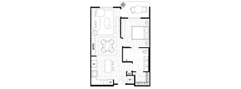 A black and white floor plan of a house with a laundry room.